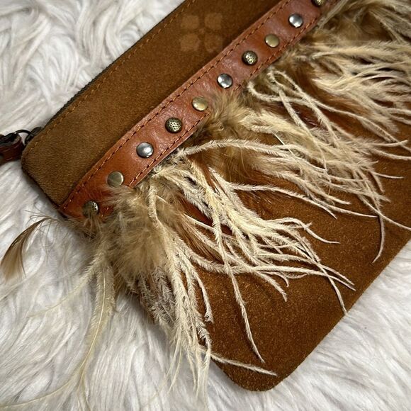 Patricia Nash Suede and Leather Cassini Feather and Studded Wristlet - Picture 2 of 14
